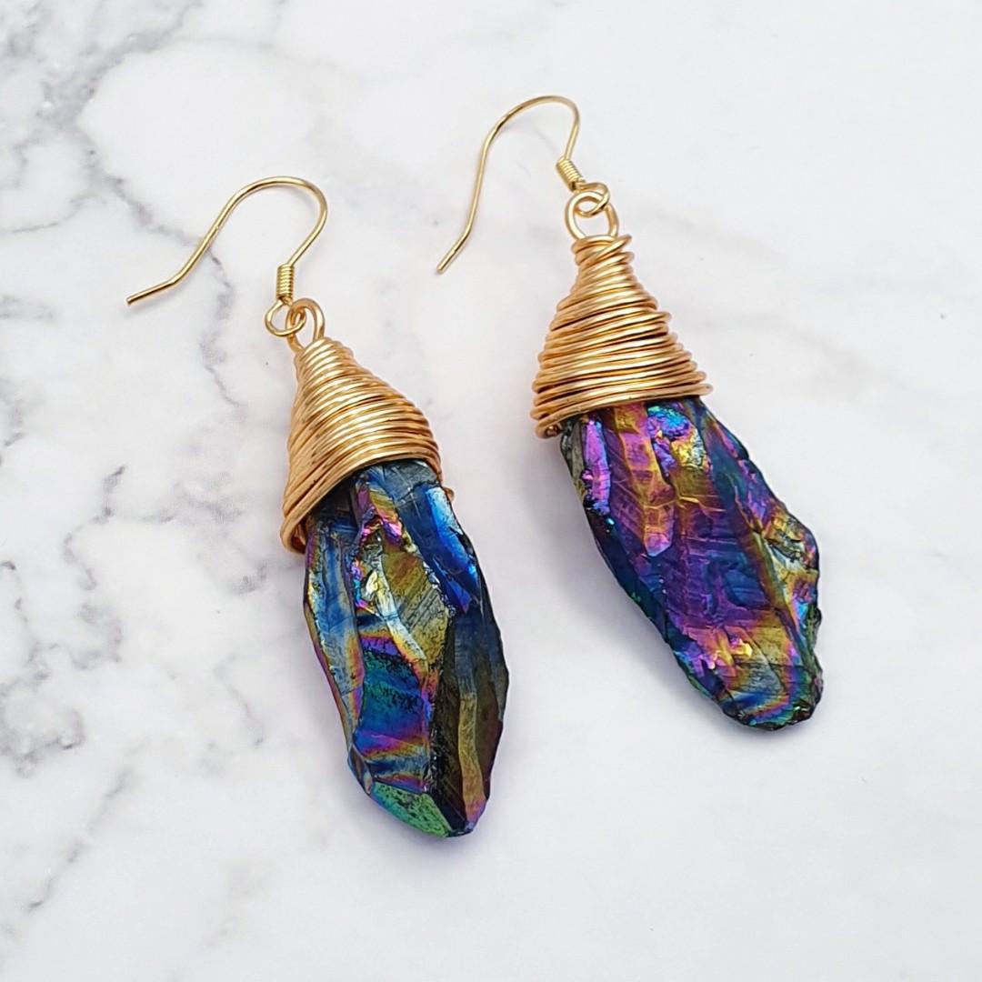 Rainbow aura new arrivals quartz jewelry