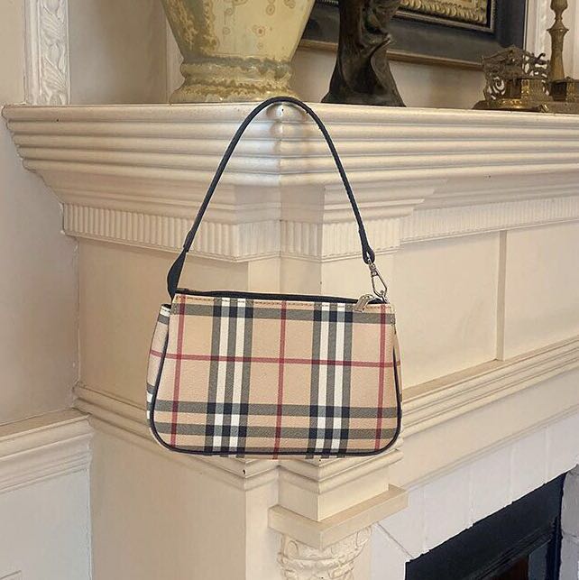 Po Plaid Baguette Bag
