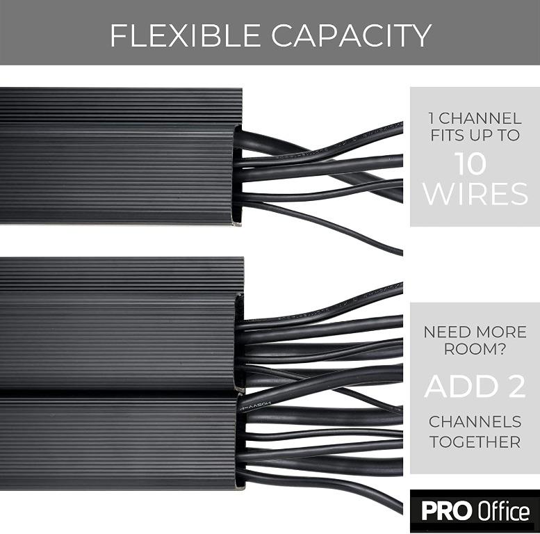 J Channel Cable Management - 5-Pack 16-Inch Raceway Channels - Cord Hider  Kit for Desk, Office, and Kitchen Use by Simple Cord (Black)