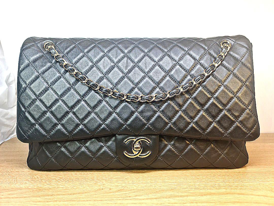 RARE VALUE-BUY BNIB - Chanel Large XXL Travel Classic Flap Black Quilted  Calfskin GHW