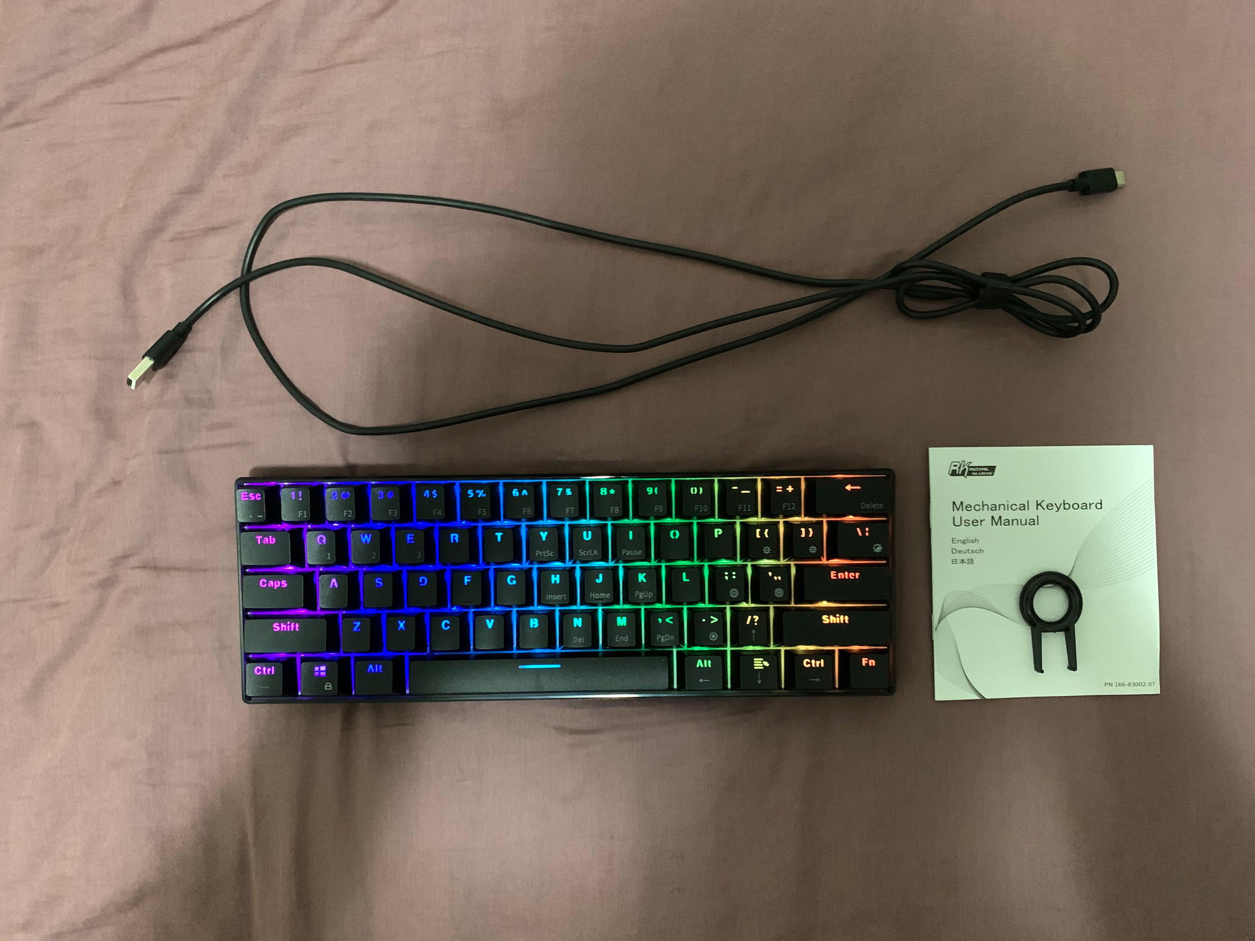 RK ROYAL KLUDGE RK61 60% Mechanical Keyboard, Bluetooth/Wired, 61 Keys, RGB  Hot Swap, Coiled Cable, Gaming - White : Video Games 