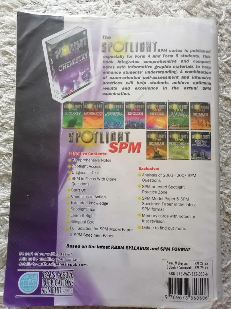 Spotlight Spm Chemistry Pan Asia Reference Book Books Stationery Books On Carousell