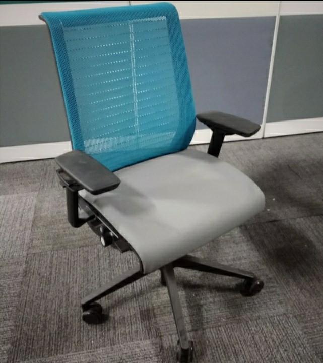 SteelCase Think 3D with blue knit back and grey seat Furniture