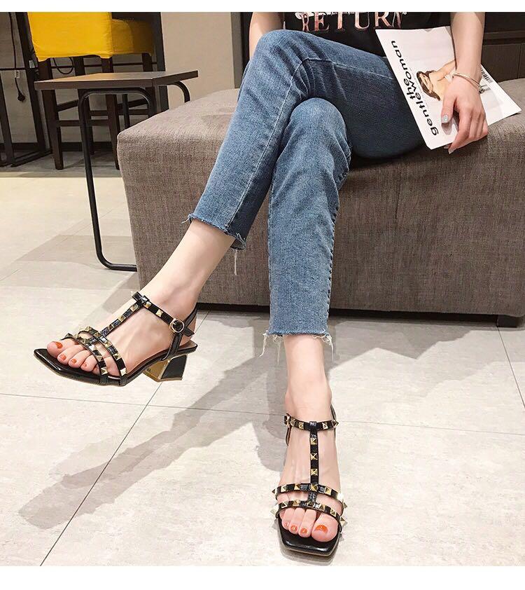 Chunky studded shop heels