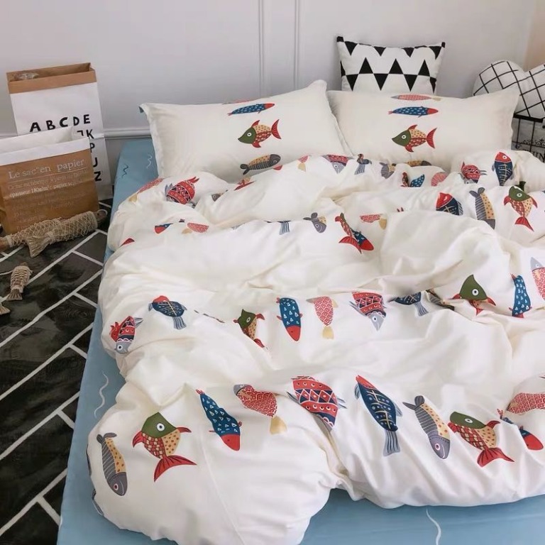 White Fish Comforter Set Home Furniture Home Tools And Accessories On Carousell