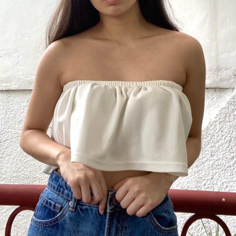 white flowy tube top