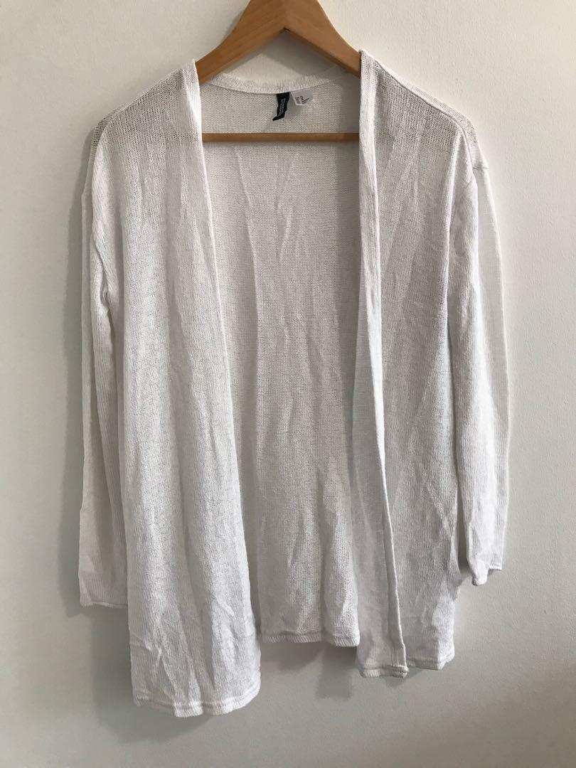 H M White Sheer Cardigan