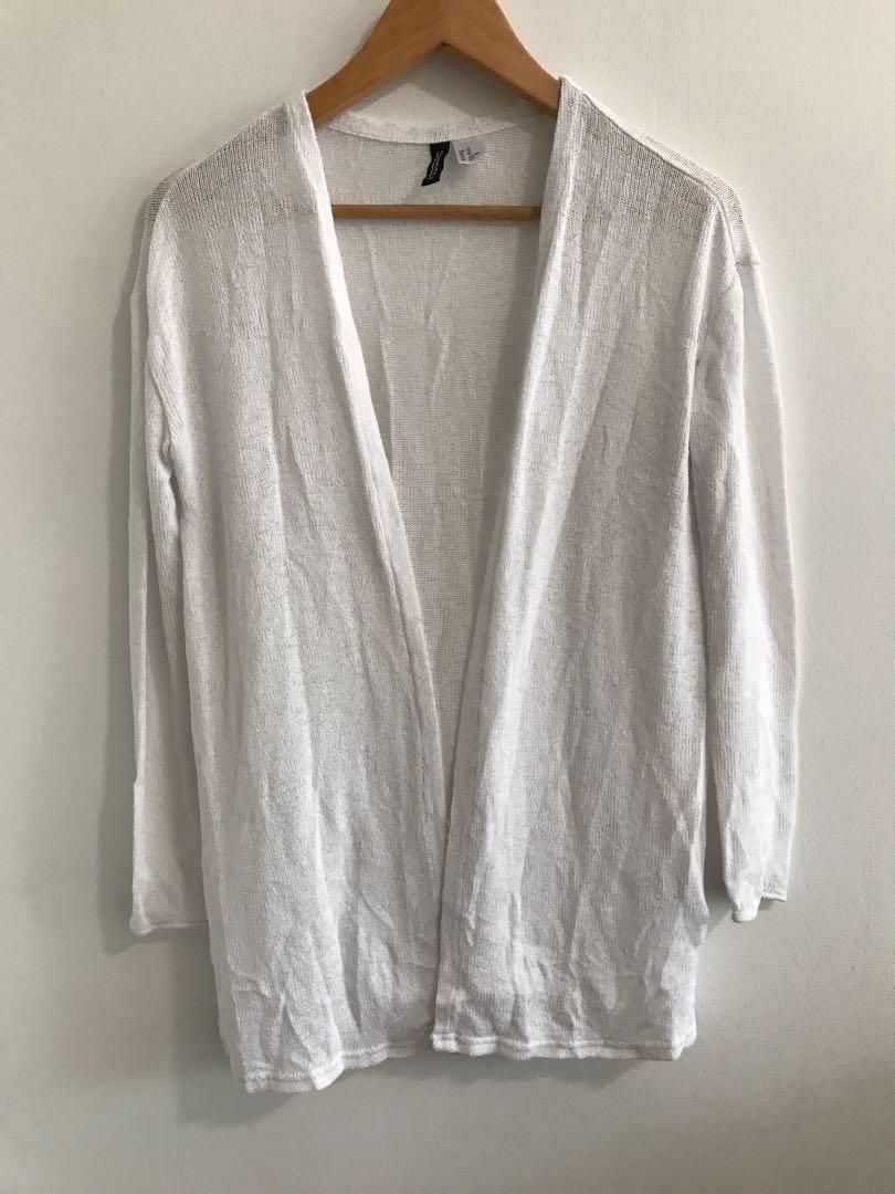 White sheer clearance cardigan with sleeves