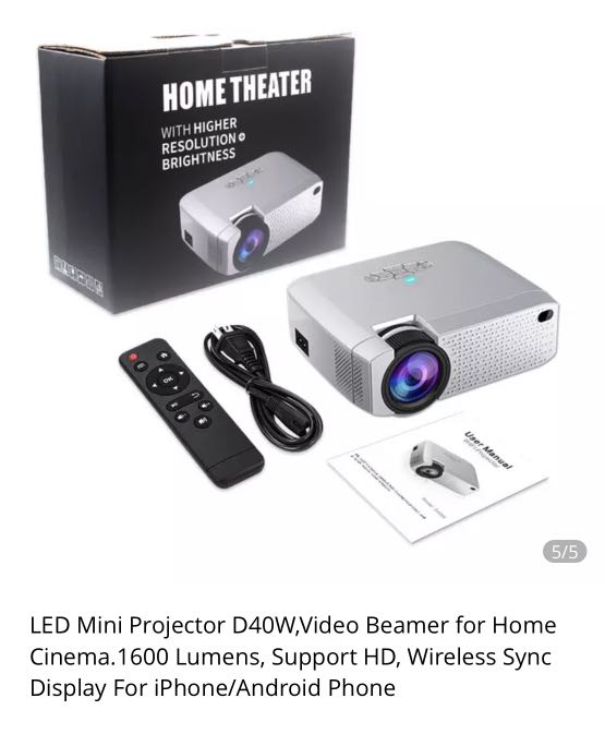 Wifi Led Mini Projector Video Beamer For Home Cinema 1600 Lumens Support Hd Wireless Sync Display For Iphone Android Phone Electronics Others On Carousell