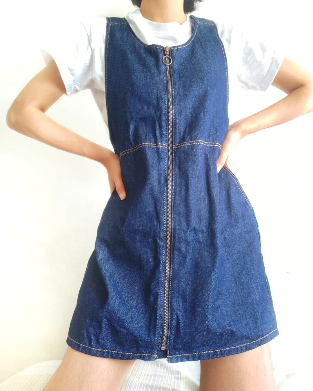 zara denim pinafore