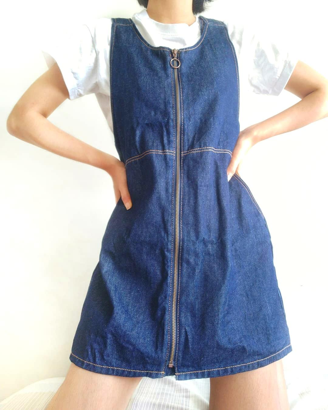lipsy denim pinafore dress