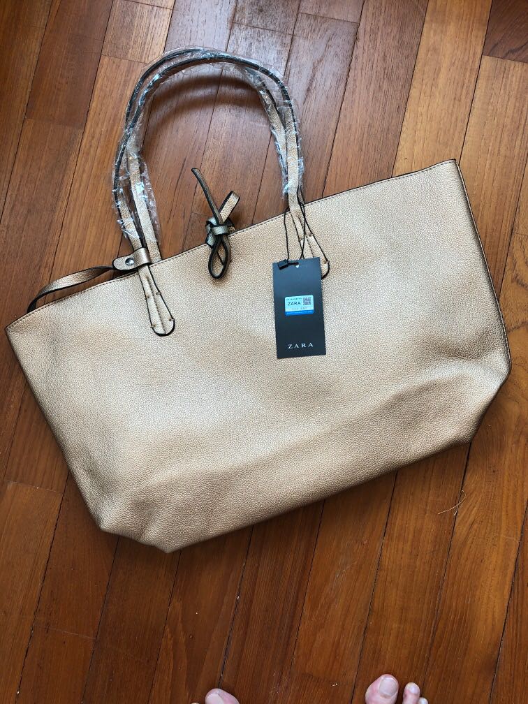 Zara Hand Carry Bag Gold Women s Fashion Bags Wallets Cross body Bags on Carousell