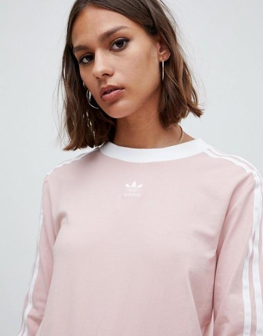 adidas Originals Three Stripe Long Sleeve T Shirt Women s Fashion