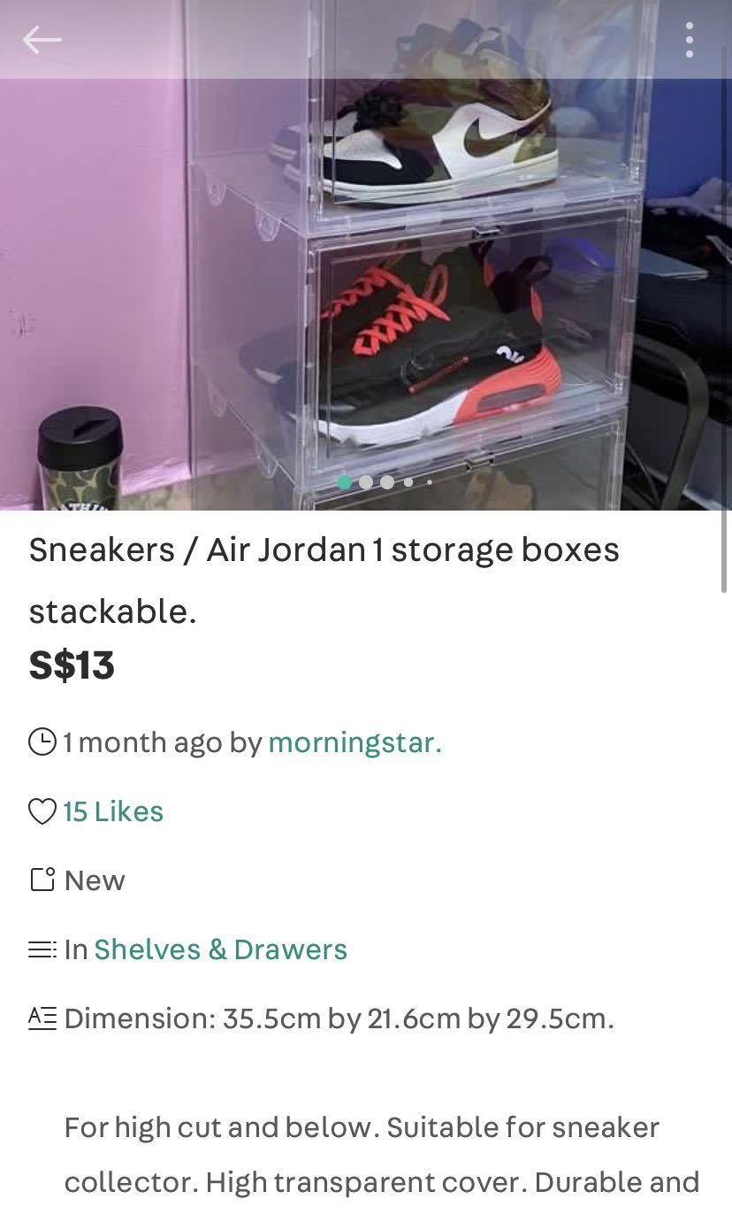 AJ shoe storage box, Men's Fashion, Footwear, Sneakers on Carousell
