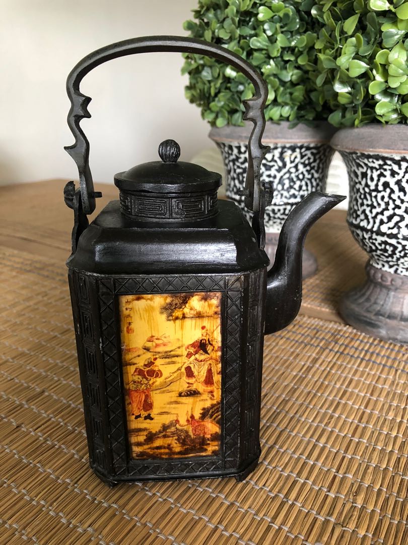 Antique chinese metal teapot, Furniture & Home Living, Home Decor