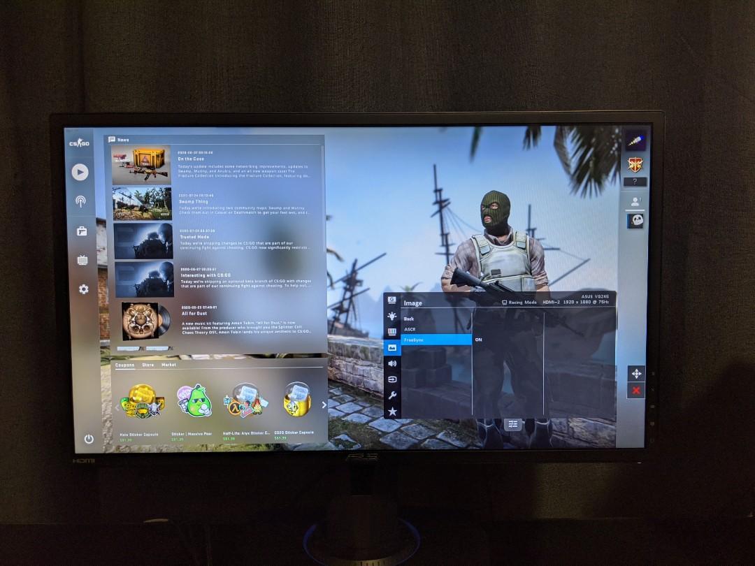 Asus Vg245h 24 1080p 75hz 1ms Freesync Gaming Monitor Electronics Computer Parts Accessories On Carousell