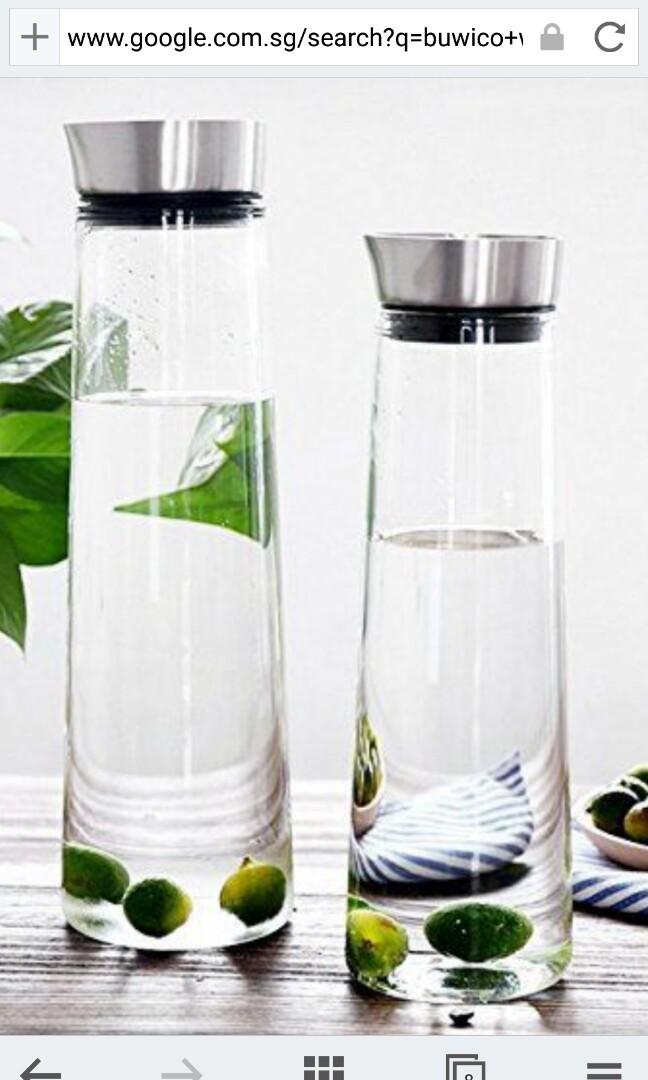 Brand New Buwico 1 5l Water Carafe Classical Jug Juice Bottle With Stainless Steel Lid Home Appliances Kitchenware On Carousell Vintage anchor hocking orange mod atomic star juice carafe pitcher. carousell
