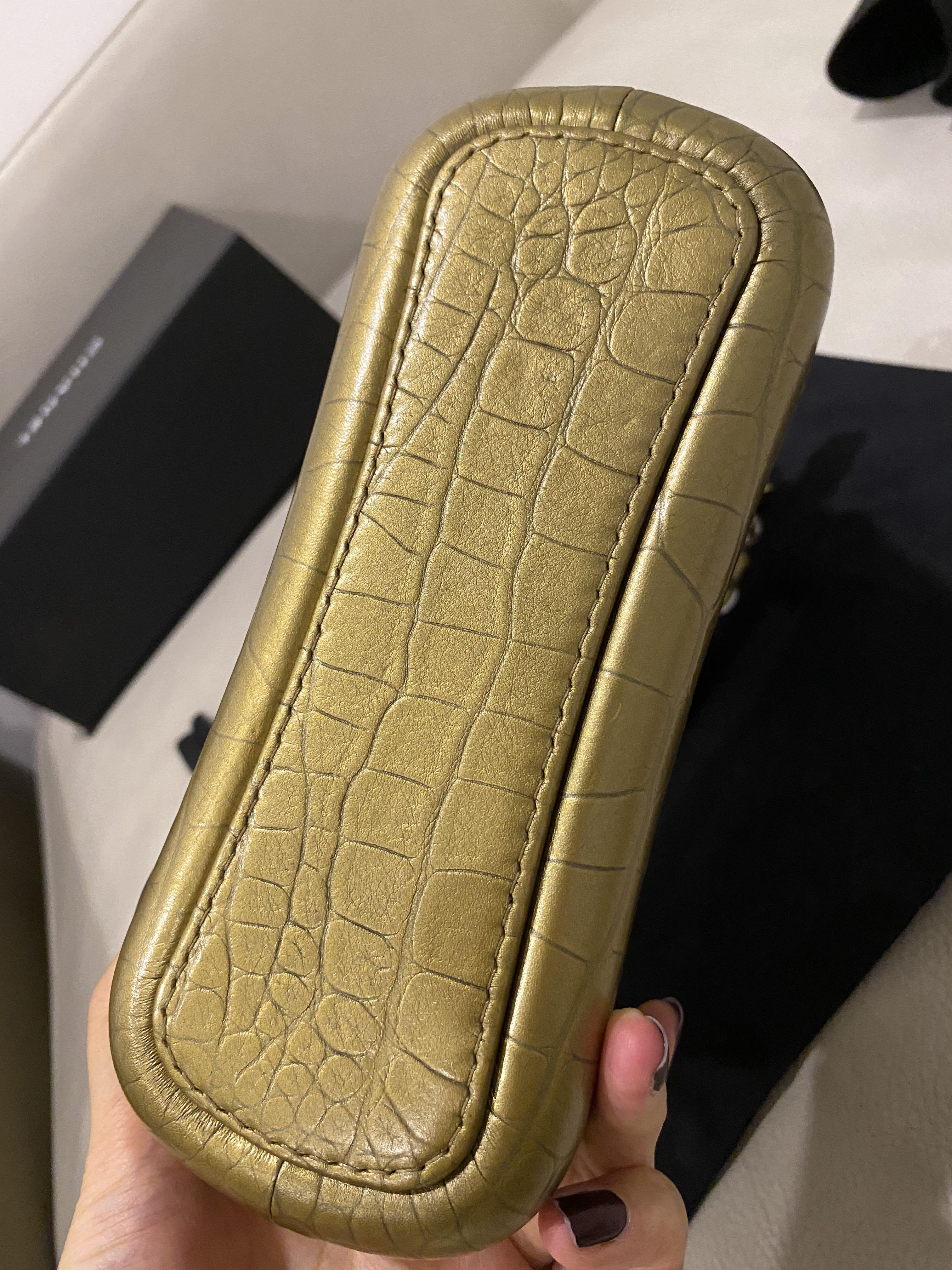 Chanel Embossed Croc Gabrielle Hobo Bag Small Gold - NOBLEMARS