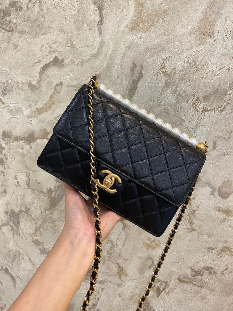 Chanel pearl handle flap bag Luxury Bags Wallets on Carousell