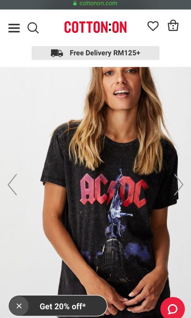 Cotton On Acdc Tshirt Women S Fashion Clothes Tops On Carousell