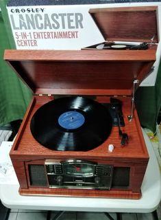 Crosley Lancaster 5 in 1 Turntable Cassette CD Am Fm Radio Bluetooth Vinyl Record Player Entertainment Center