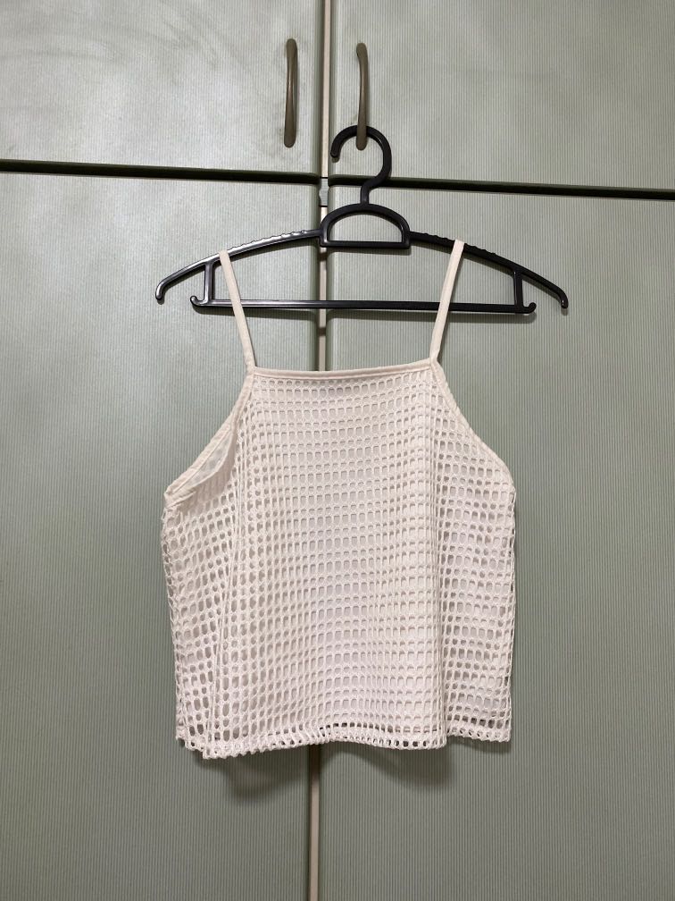fishnet halter crop top