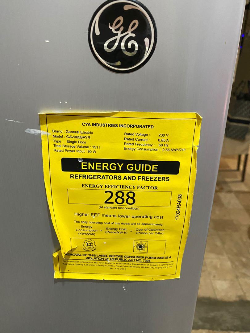Ge refrigerator best sale power consumption