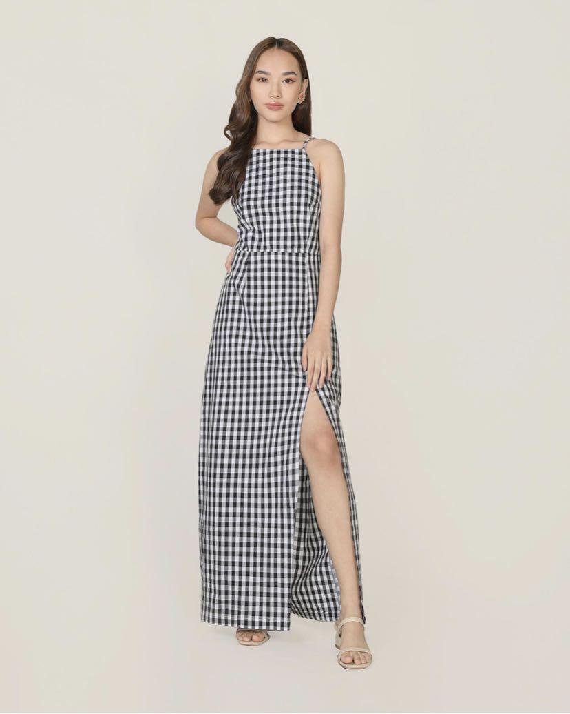 Gingham Halter Dress, Women's Fashion 