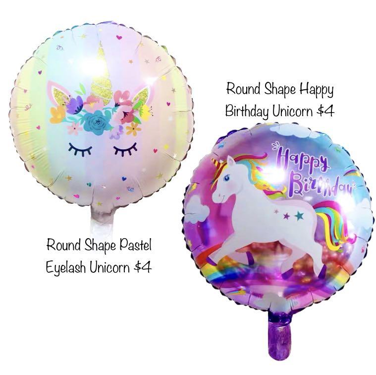 In Stock 18 Inch Round Shape Unicorn Foil Balloon Cute Horse Pony Children Kids Girls Ladies Magical Princess Theme Happy Birthday Party Event Celebration Decoration Decorative Design Craft Others On Carousell - balloon roblox 18 foil roblox birthday party theme supplies