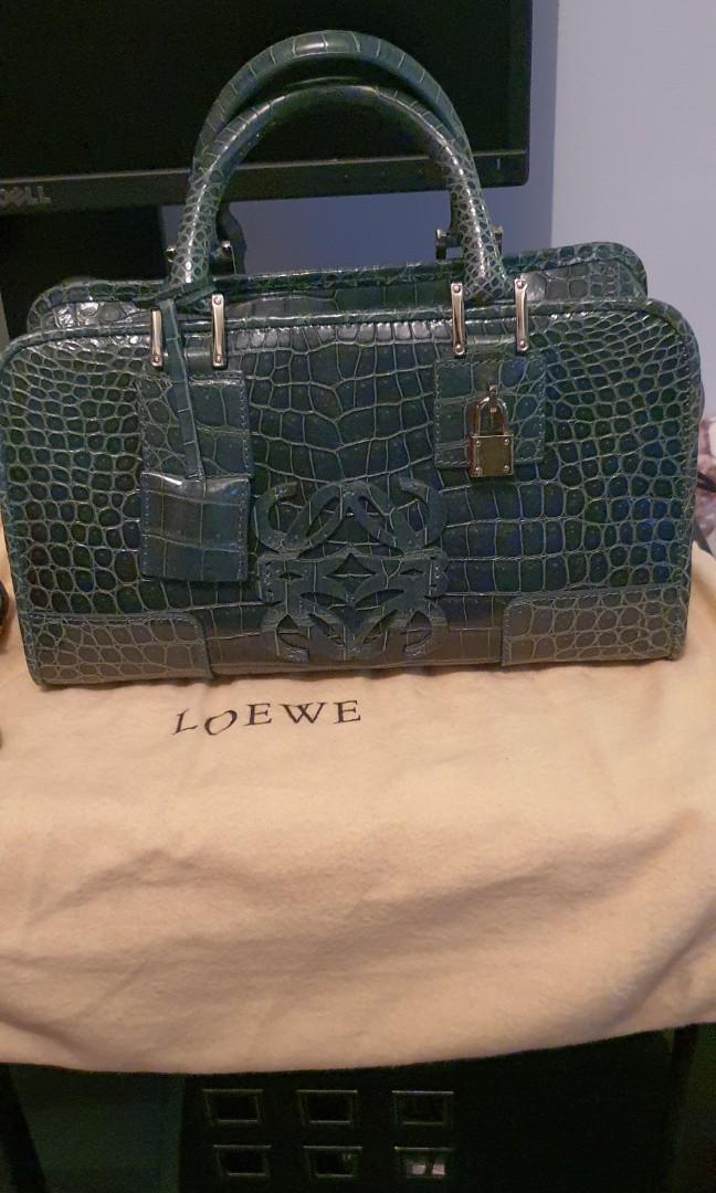 Loewe Emerald Amazona Croc Leather Luxury Bags Wallets on Carousell
