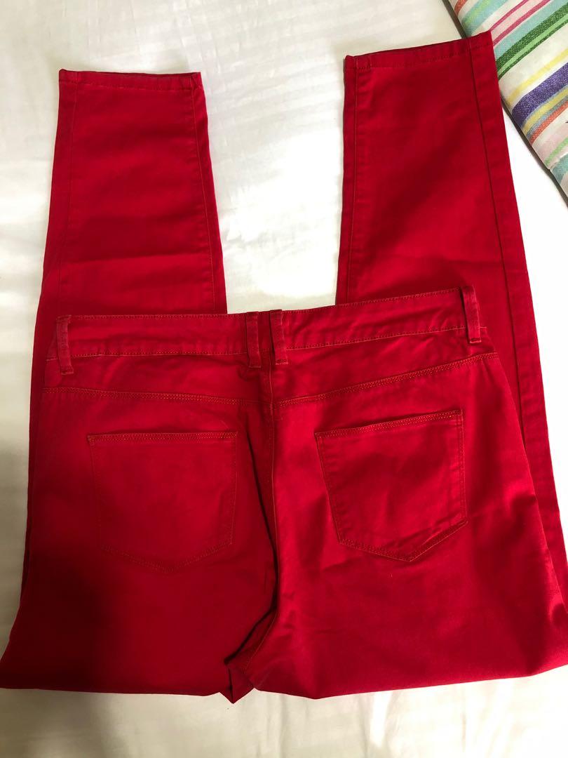 marks and spencer red jeans