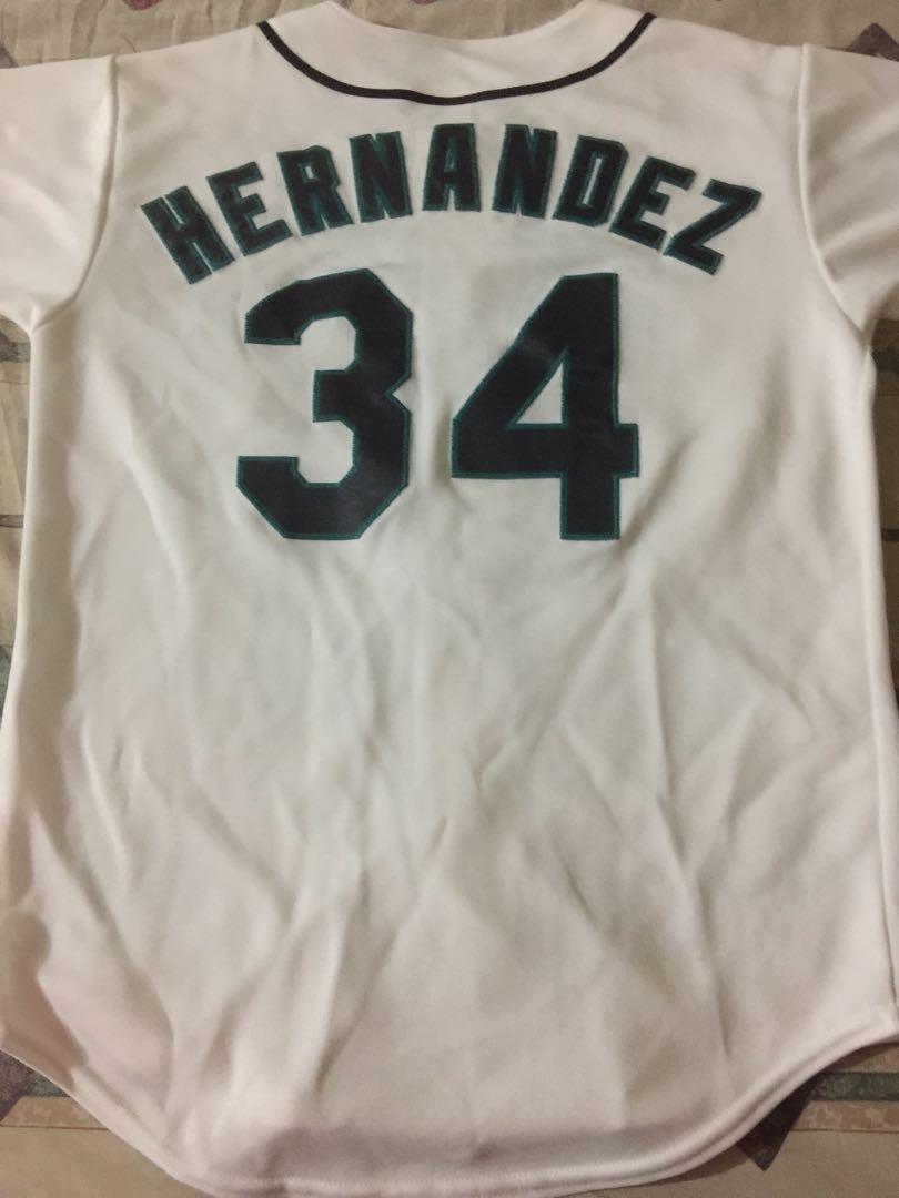 Majestic Athletic Men's Seattle Mariners Hernandez #34 T-Shirt LARGE - NAVY