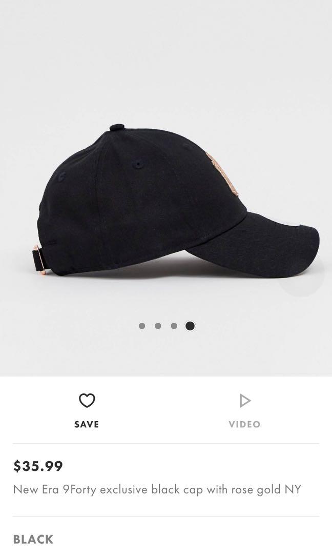New era 9forty exclusive black discount cap with rose gold ny