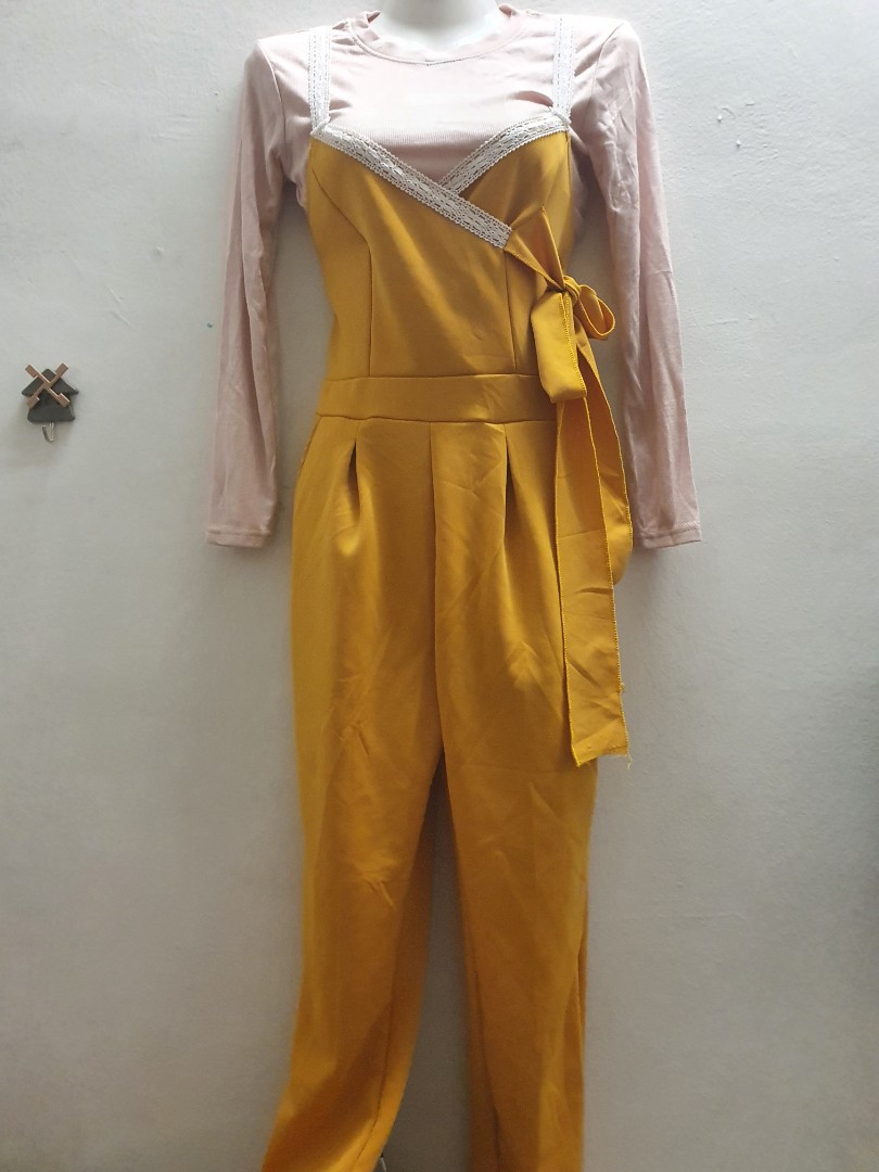 yellow dress overalls