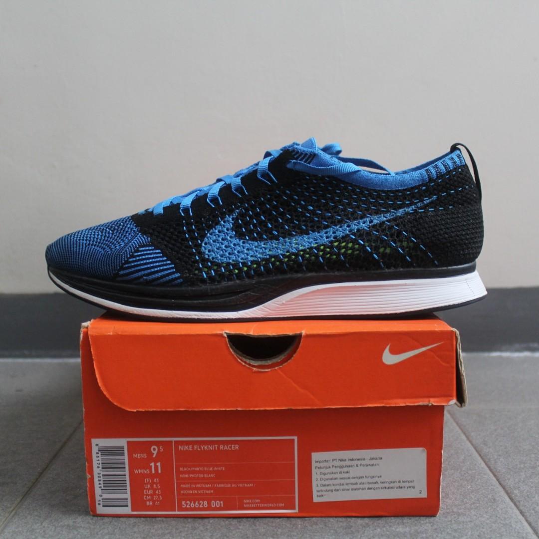 Nike Flyknit Racer Photo Blue, Fesyen Pria, Sepatu , Sneakers di Carousell
