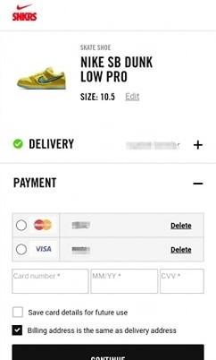 Nike snkrs delivery new arrivals