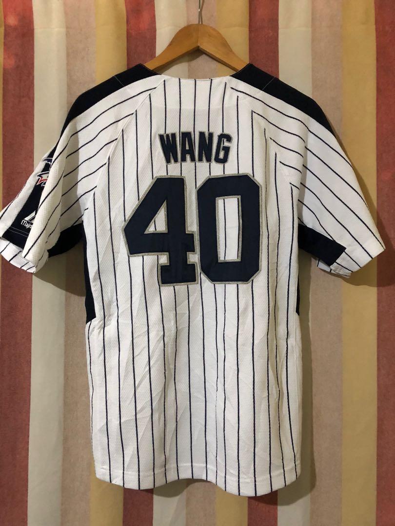 Mlb New York Yankees #40 Wang Pinstripe Button Up Baseball Jersey