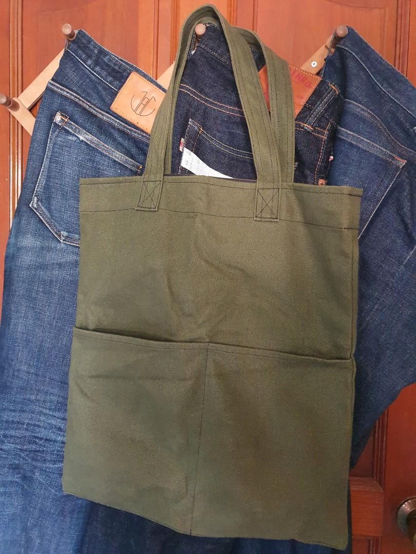 Olive green store tote bag