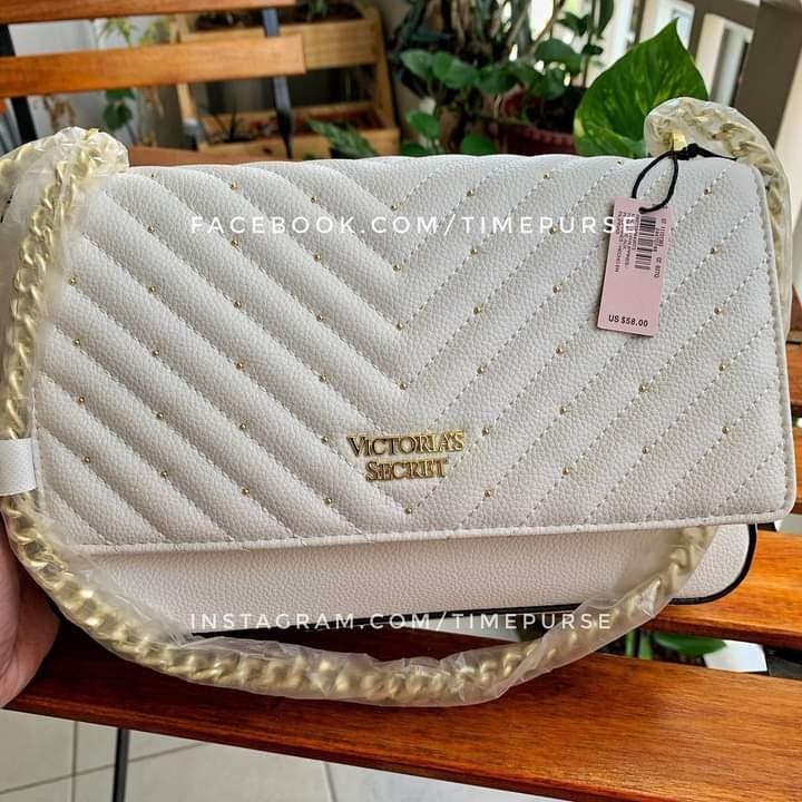 Orig Victoria's Secret Studded V-Quilt Bond Street Shoulder Bag White/Gold, Women's  Fashion, Bags & Wallets, Cross-body Bags on Carousell