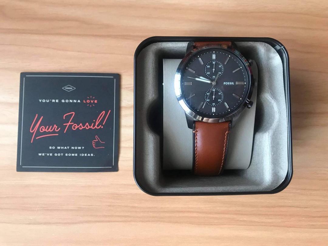 Townsman chronograph discount amber leather watch