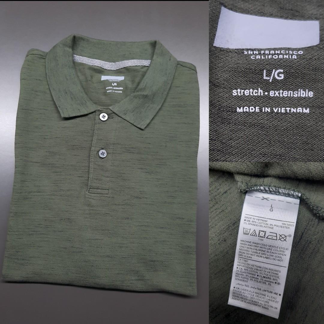 navy and green polo shirts