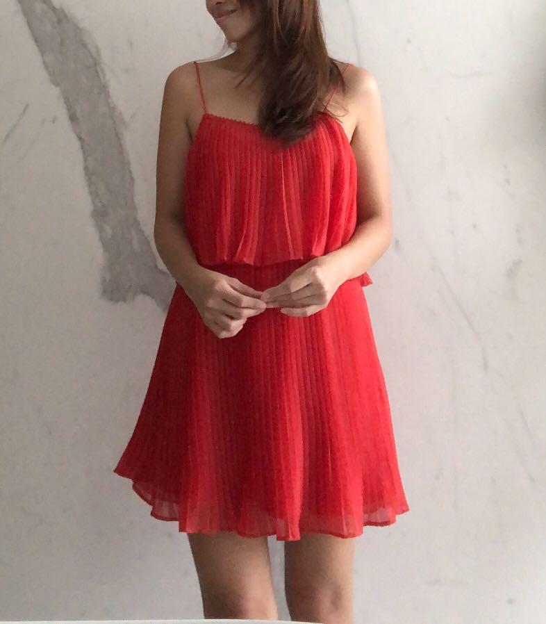 zara red summer dress