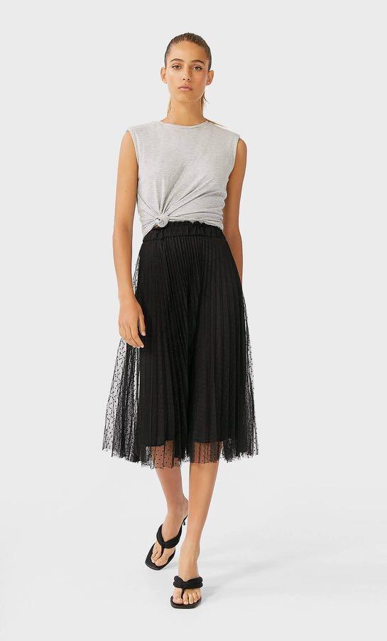 Stradivarius tulle skirt 2025 in black dots print