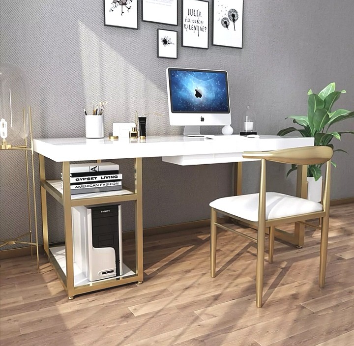White and gold study table