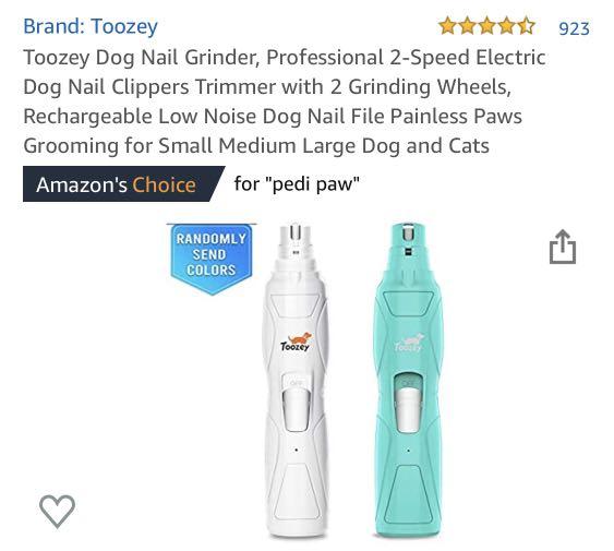 Toozey Dog Nail Grinder Professional 2 Speed Electric Dog Nail