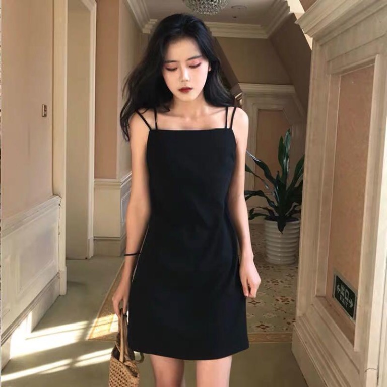 Ulzzang black deals dress