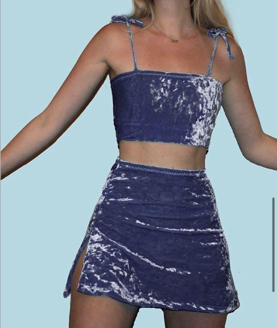 velvet 2 piece outfit