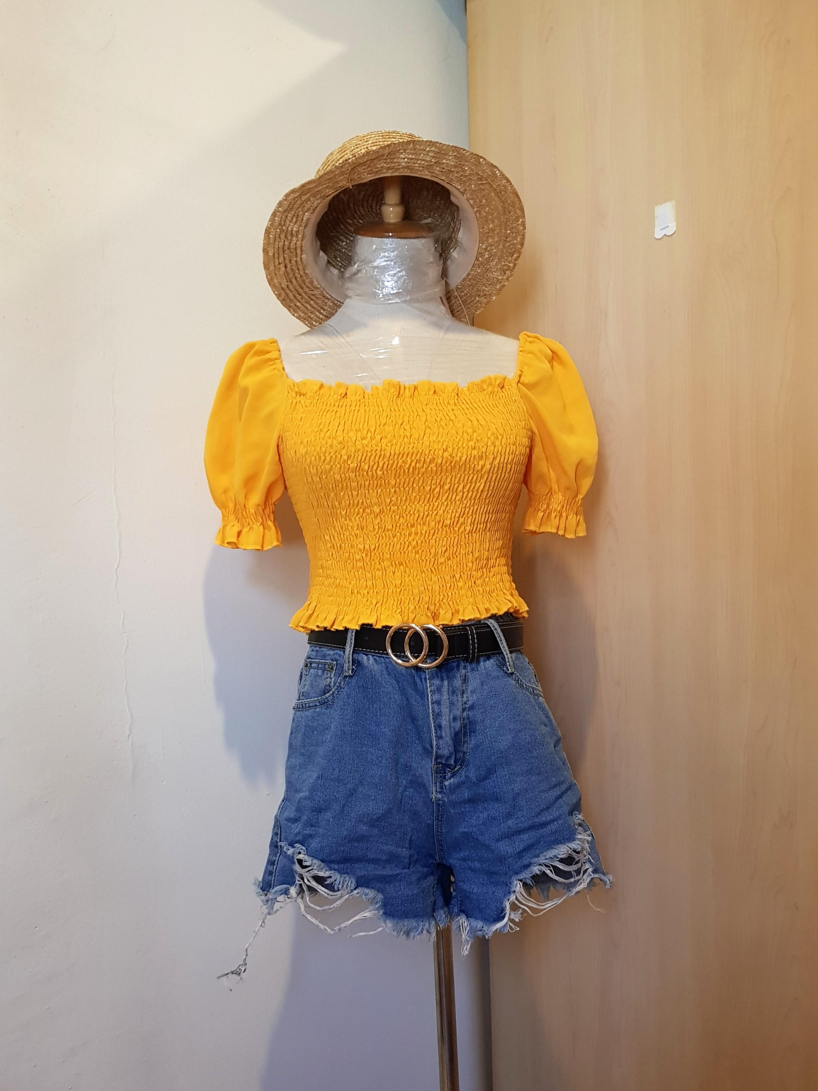 Yellow square neck top top