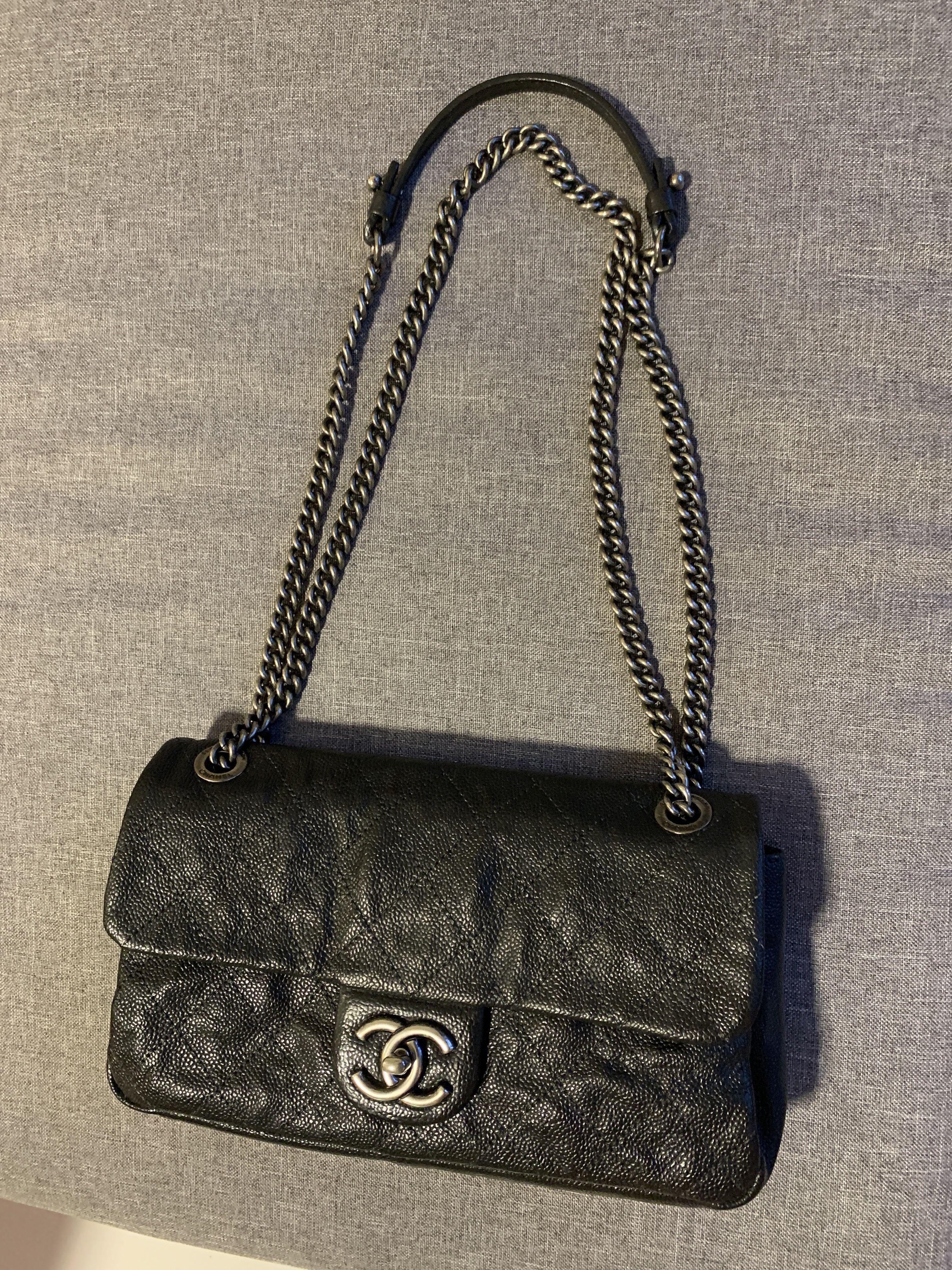 CHANEL Lambskin Quilted Large Trendy CC Dual Handle Flap Bag Black
