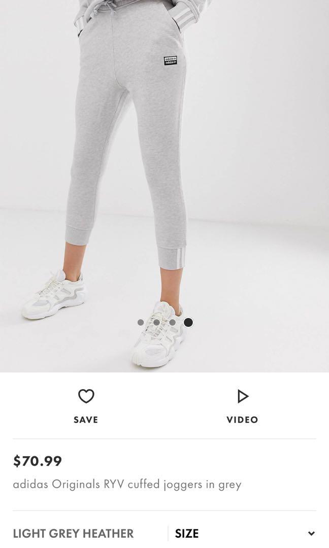 adidas originals ryv cuffed joggers in grey